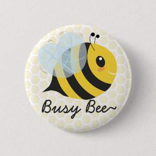Cute Yellow Busy Bee with Honeycomb pattern 2 Inch Round Button