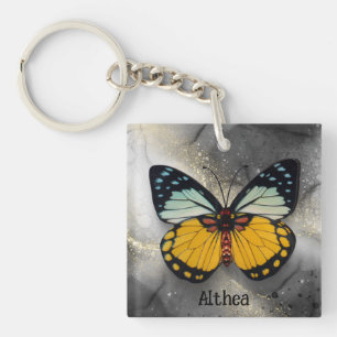 Cute Yellow butterfly Name  Keychain
