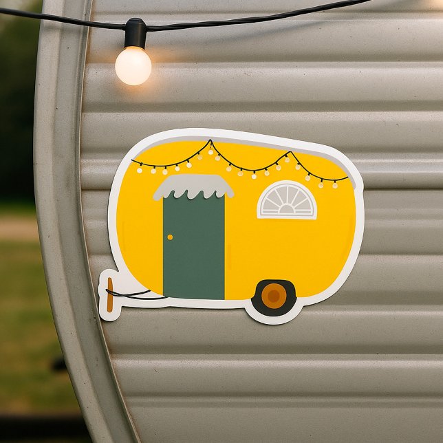 Cute Yellow Caravan Square Sticker (Creator Uploaded)