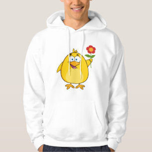 Cute Yellow Cartoon Chick with Flower Hoodie
