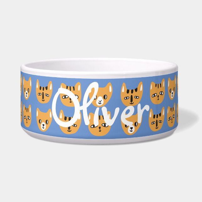 Cute Yellow Cat Head Pattern Customizable Name (Front)