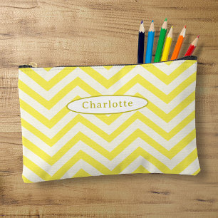Cute Yellow Chevron Pattern Modern Pencil Case Accessory Pouch