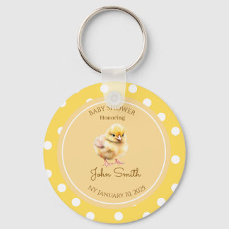 Cute yellow chick baby shower relax keychain