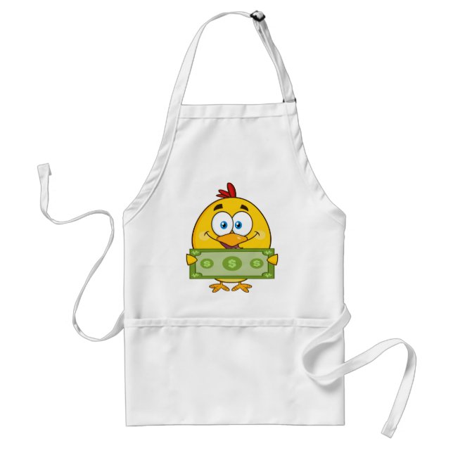 cute yellow chick cartoon character holding cash standard apron (Front)