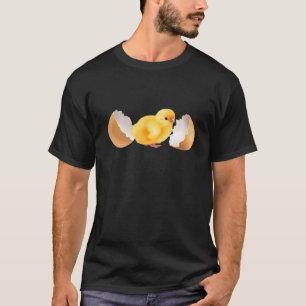 Cute Yellow Chick Chicken Hatched Egg Teen Men Wom T-Shirt