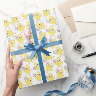 Cute Yellow Chick Pattern   Easter Wrapping Paper