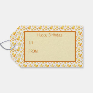 Cute Yellow Chicks and Flowers Gift Tags