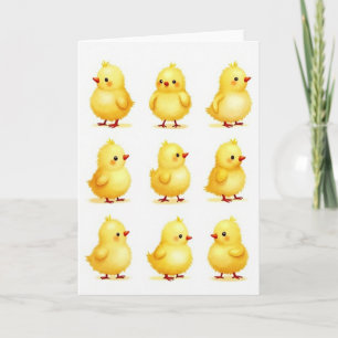 Cute Yellow Chicks Grid Card