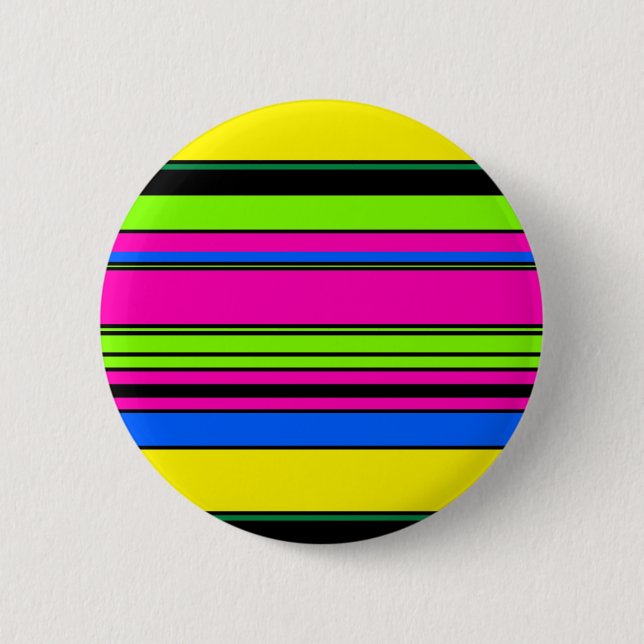 Cute yellow colourful stripes 2 inch round button (Front)