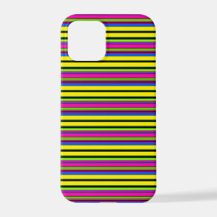Cute yellow colourful stripes iPhone 12 pro case