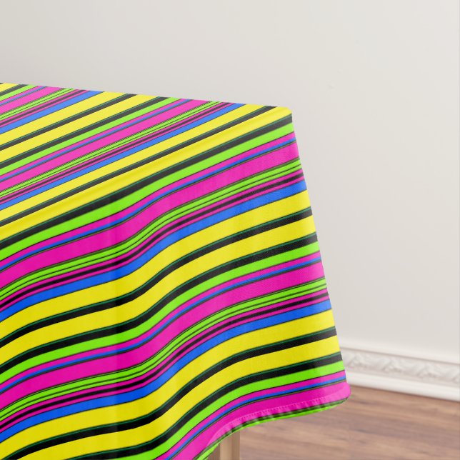 Cute yellow colourful stripes tablecloth (In Situ)
