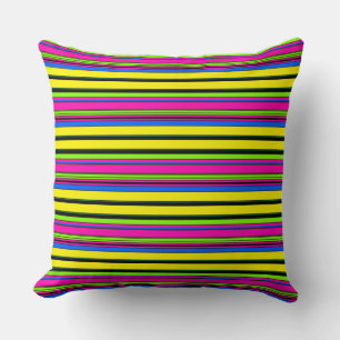 Cute yellow colourful stripes throw pillow
