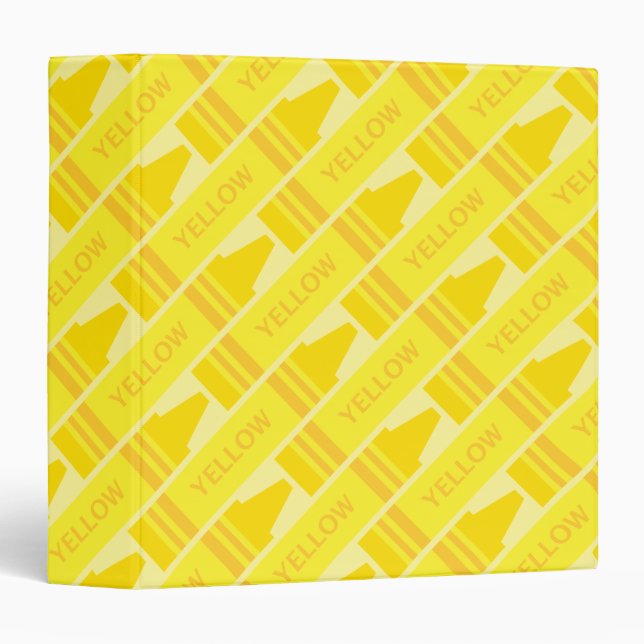 Cute Yellow Crayon Artsy Pattern Binder (Front/Spine)