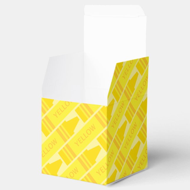 Cute Yellow Crayon Artsy Pattern Favor Box (Opened)