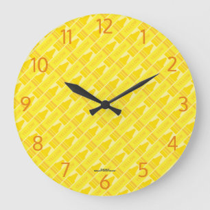 Cute Yellow Crayons Large Clock