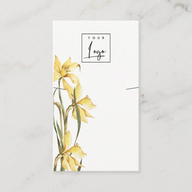 Cute Yellow Daffodil Floral Logo Necklace Display Business Card (Front)