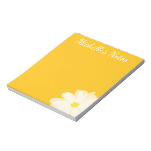 Cute yellow daisy flower personalized name floral notepad