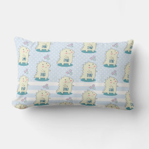 Cute Yellow Dinosaur Rawr with Happy Stars Pattern Lumbar Pillow