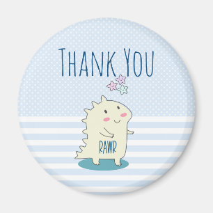 Cute Yellow Dinosaur with Happy Stars Thank You Magnet