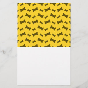 Cute yellow dog bones pattern stationery