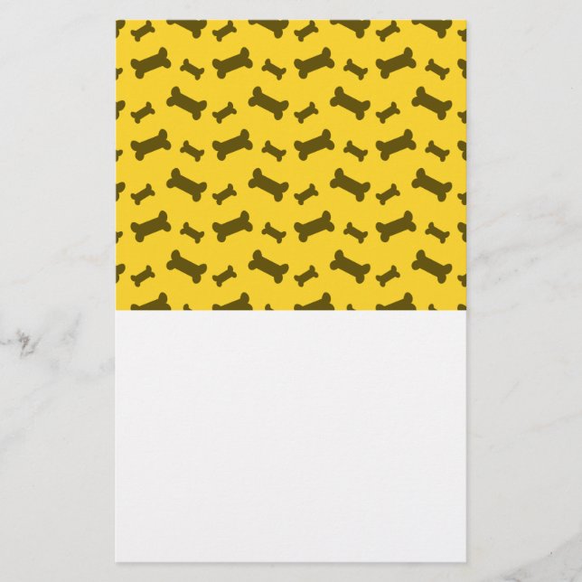 Cute yellow dog bones pattern stationery (Front)