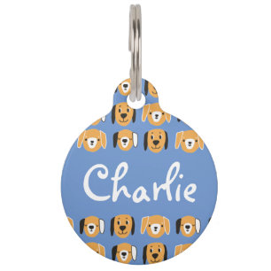 Cute Yellow Dog Head Pattern Customizable Name Pet Pet Tag
