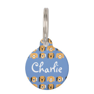Cute Yellow Dog Head Pattern Customizable Name Pet Tag