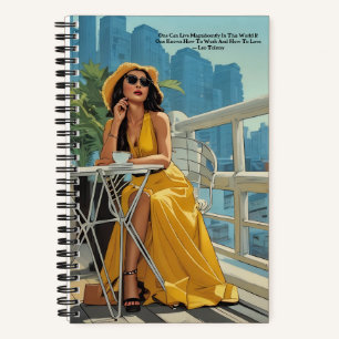 Cute Yellow Dress Coffee Leo Tolstoy Quote Journal