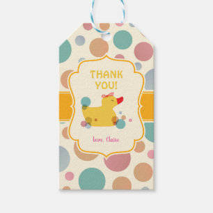 Cute Yellow Duck Birthday Party Gift Tags
