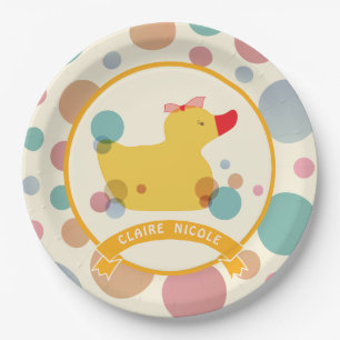 Cute Yellow Duck Birthday Party Paper Plate