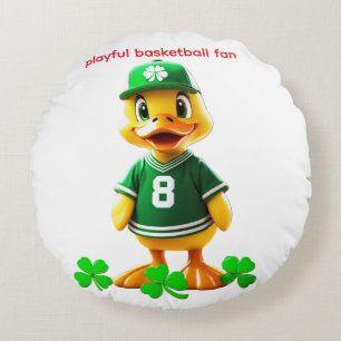 Cute Yellow Duck in Celtics Jersey – Unreal Engine Round Pillow