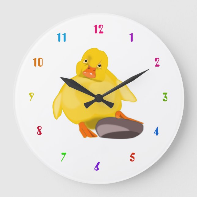 Cute Yellow Duck Large Clock (Front)