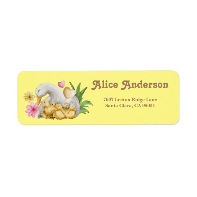 Cute Yellow Duck Mom & Baby shower Adresse (Devant)