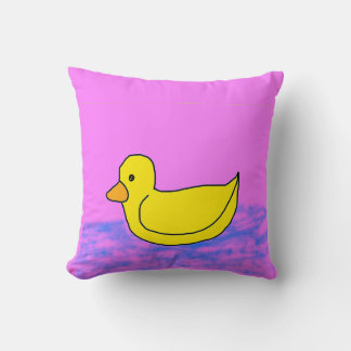 cute yellow duck on pink Throw Pillow