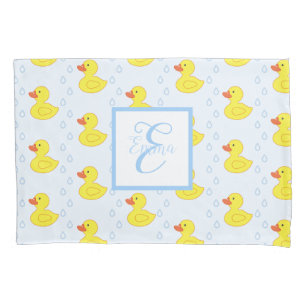 Cute Yellow Duck Pattern Monogram Little Girl Pillowcase