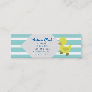 Cute Yellow Duck with Blue Stripes Business Cards