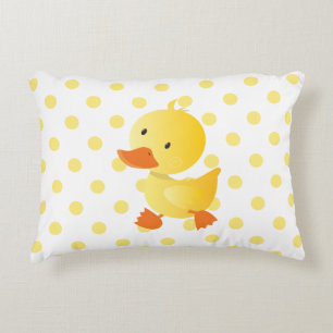 Cute Yellow Duckie Polka Dots Decorative Pillow