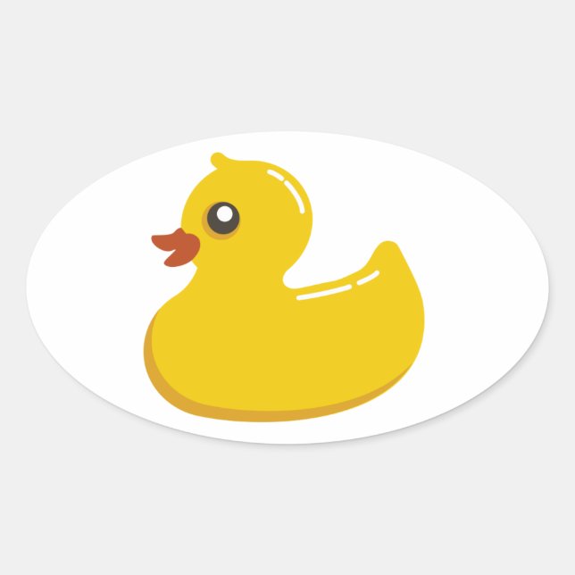 Cute Yellow Duckling Oval Sticker (Front)