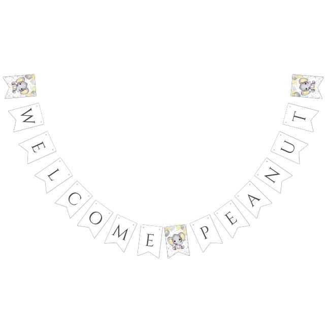 Cute Yellow Elephant Balloons Baby Shower Bunting  Flags (All)