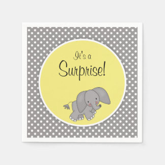 Cute Yellow Elephant Gender Neutral Baby Shower Napkin
