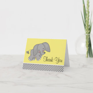 Cute Yellow Elephant Thank You Cards