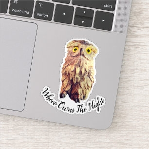 Cute Yellow Eyed Watercolor Owl Custom Text
