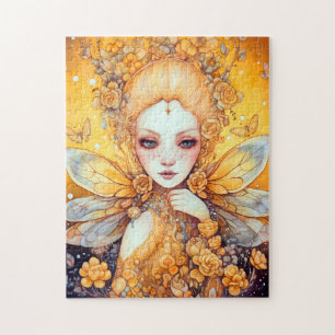 Cute Yellow Fairy Fantasy Art Jigsaw Puzzle