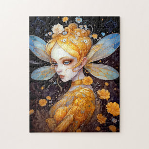 Cute Yellow Fairy Fantasy Art Jigsaw Puzzle