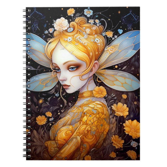 Cute Yellow Fairy Fantasy Art Notebook (Front)