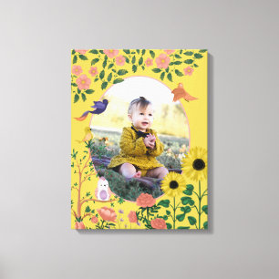 Cute Yellow Floral New Baby Photography Canvas Print