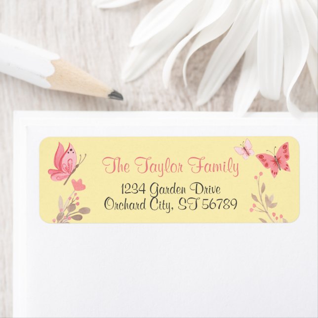 Cute Yellow Floral Pink Butterflies (Insitu)