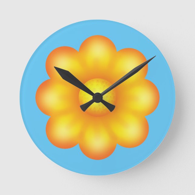 Cute Yellow Flower Round Clock (Front)