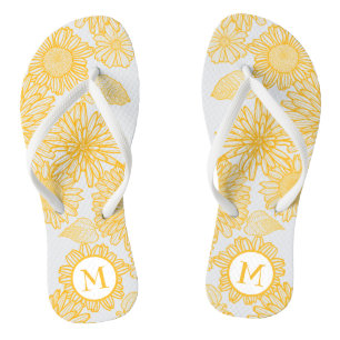 Cute Yellow Flowers Flip Flops