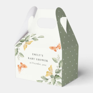 Cute Yellow Garden Foliage Butterflies Baby Shower Favor Box